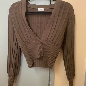Wilfred Chocolate Ribbed Knit Cardigan